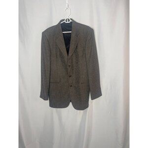 Bachrach Men's Gray Herringbone Blazer Jacket Size 42R Wool Blend Classic Fit